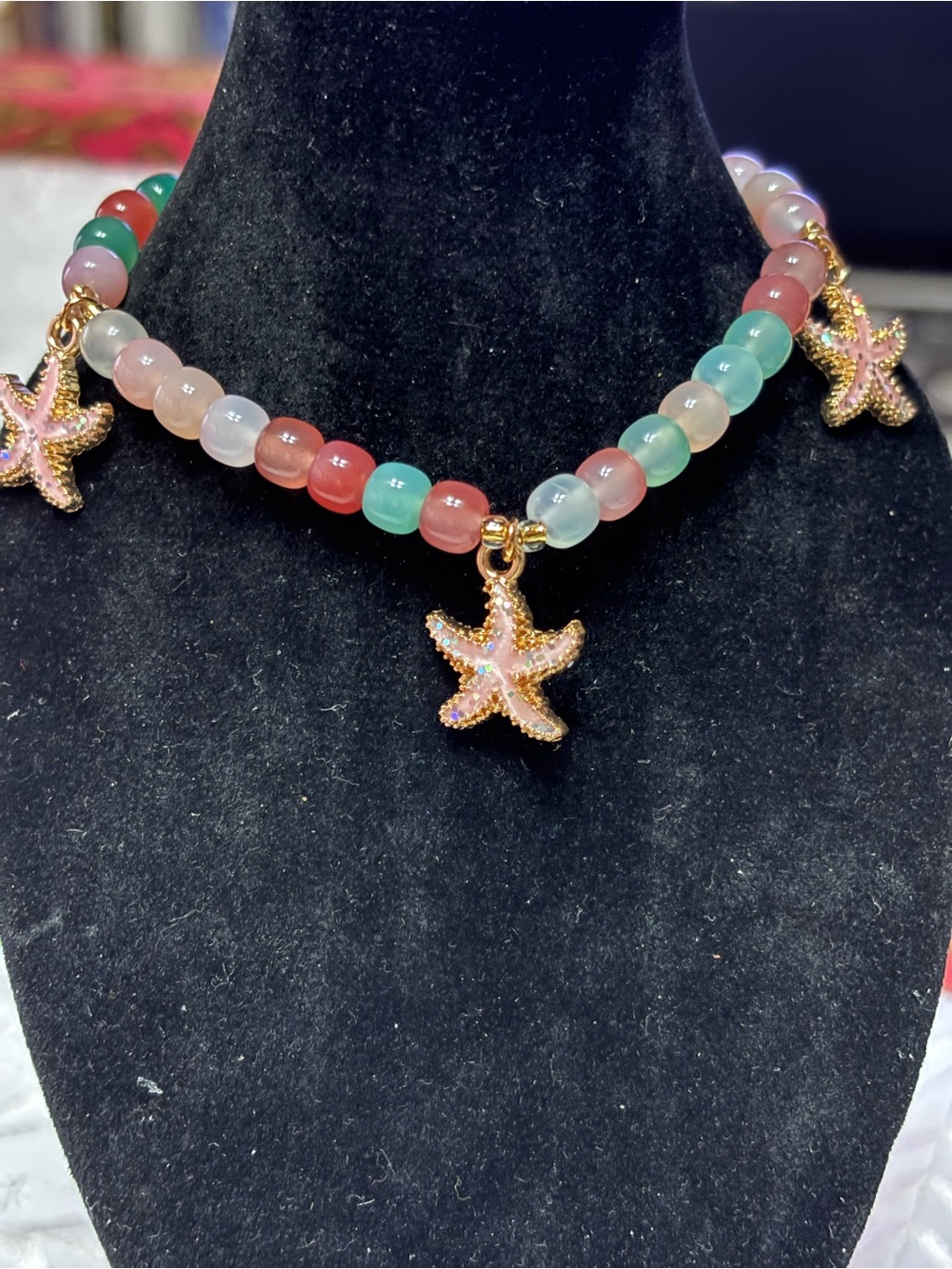 Multicolor Starfish Charm Stretch Bracelet